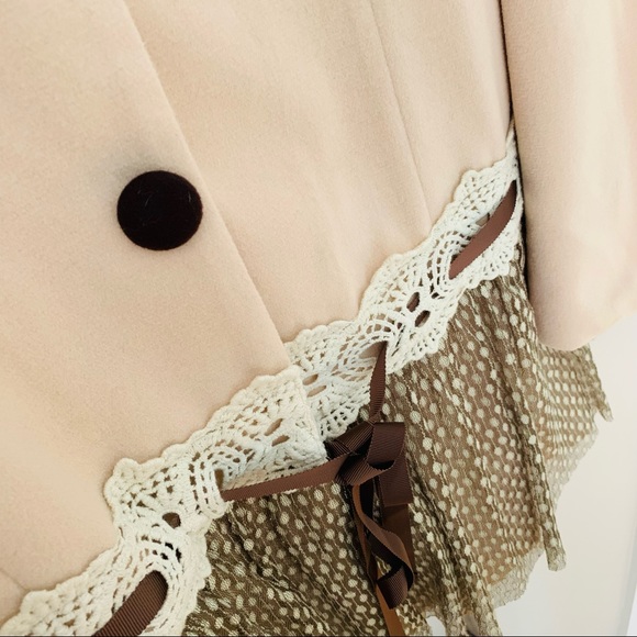 Altar’d State Pea Coat Ruffle Overlay, Crochet M - Picture 3 of 14